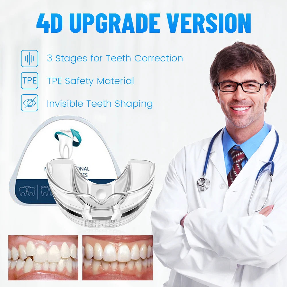 1 Set Teeth Retainer Bruxism Mouth Guard 3 Stages Dental Orthodontic Braces Teeth Straightener Stop Sleeping Anti-Snoring Device