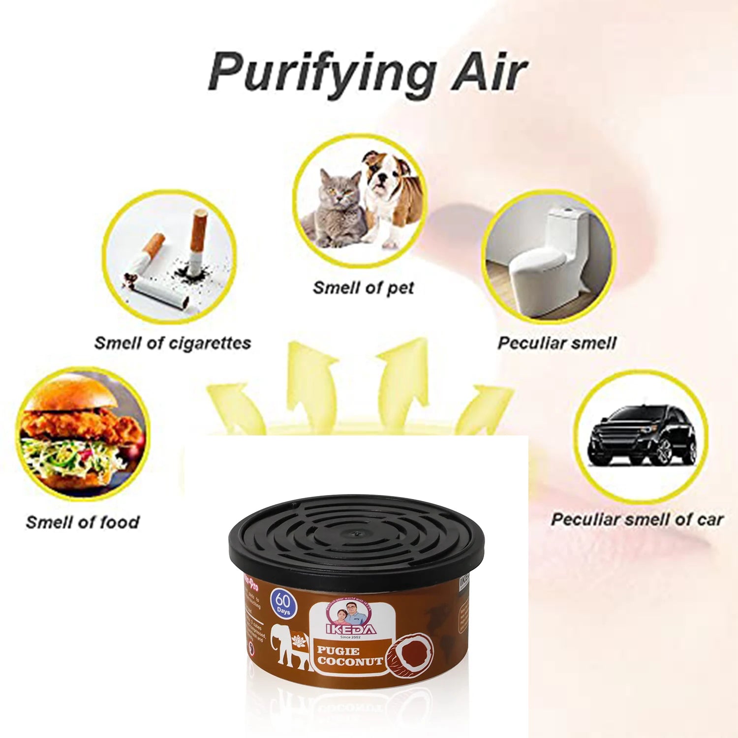 Car air freshener : coconut fragrance | car fragrance | Deodorant must-have | long-lasting | fragrance | for a home closet | 1.5