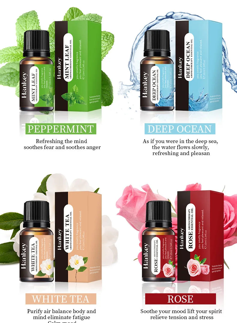14 Lezzet 10ml Aroma Difüzör Hava Nemlendirici Ev Suda Çözünür Portakal Vanilya Gül Lavanta Koku Yağı için Esansiyel Yağlar