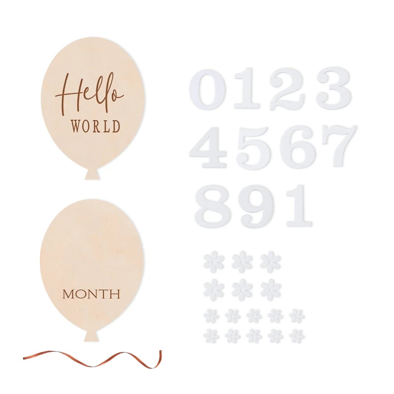 Baby Milestone Number Monthly Memorial Cards For Newborn Baby Paper Wooden Engraved Age Photography Accessories Birthing Gift