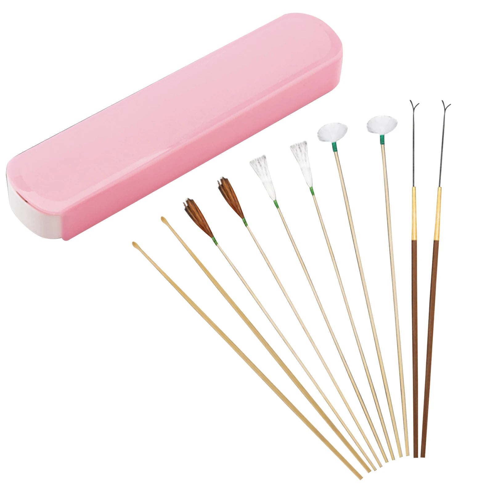 Ensemble de 10 masseurs d'oreilles, kits de nettoyage de cérumen, cure-oreille en plumes d'oie, dissolvant de cérumen, curette lumineuse, cure-oreille en plumes, cuillère en spirale