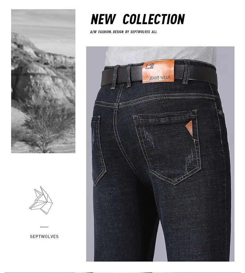 Jeans droits pour hommes, nouvelle collection 2024, pantalon slim extensible, confortable et doux, pantalon en denim pour hommes, vêtements de marque