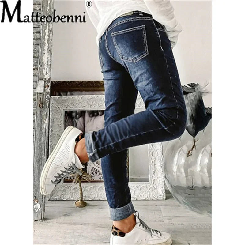 Women's Breasted Jeans For Women 2024 Mom Jeans High Waist Blue Loose Washed Fashion Straight Denim Pants Vintage Streetwear