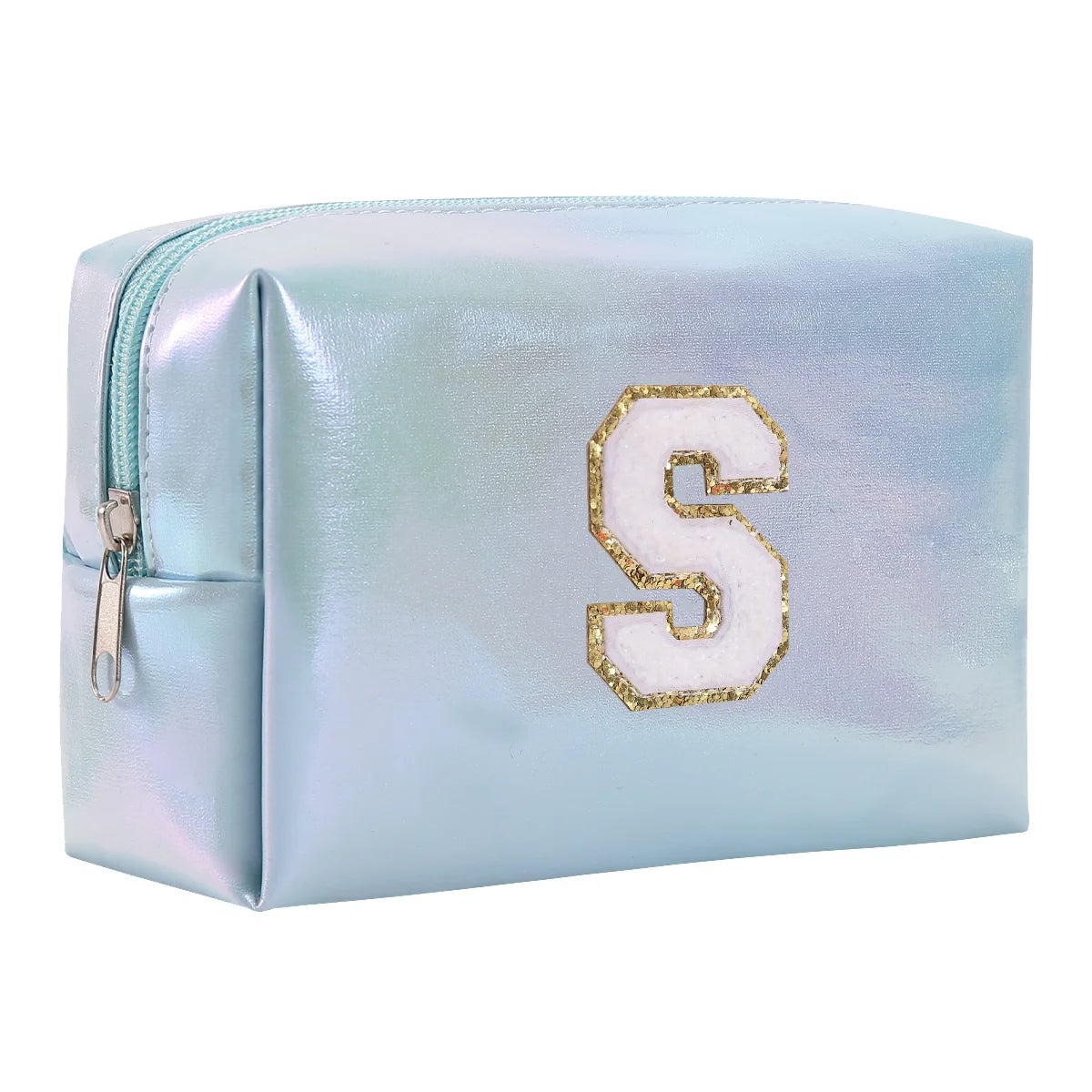 Personalized Initial Makeup Bag,Letter Zipper Cosmetic Bag for Womens,Preppy Makeup Bags,Makeup Pouch, Travel Makeup Bags