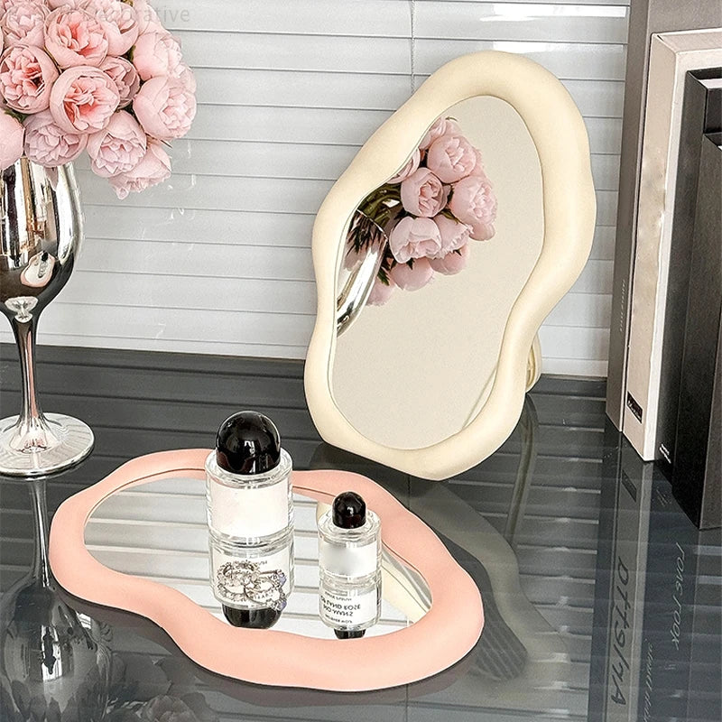 Irregular Makeup Mirrors Desktop Makeup Mirror Ins Cloud Makeup Mirror Aesthetic Room Decor Woman Makeup Supplies