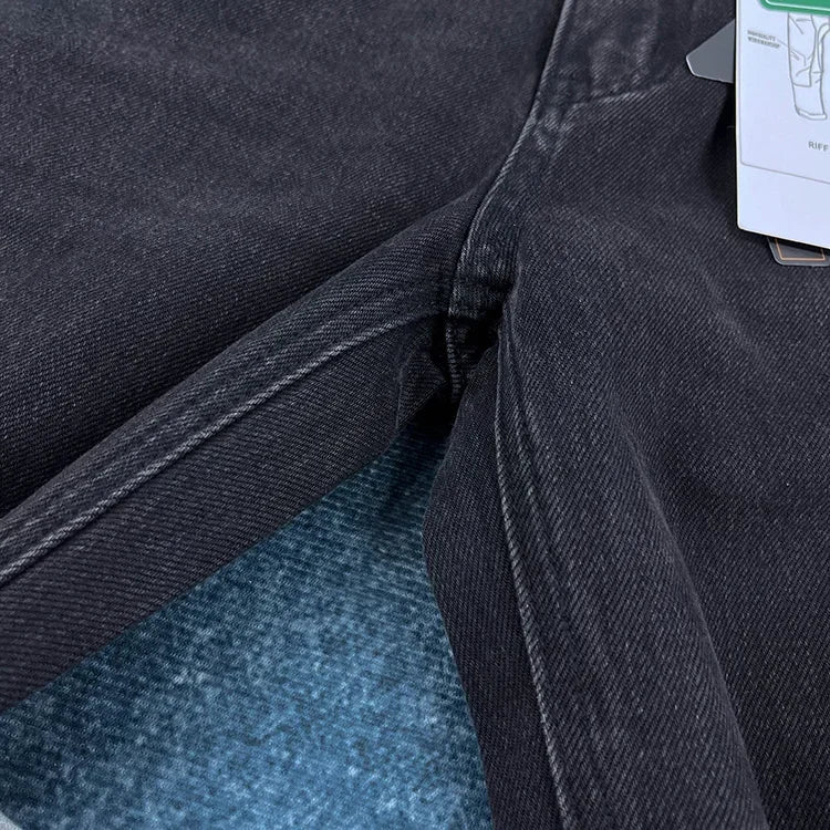 90% Cotton Black Jeans for Men Straight-leg Denim Pants Japanese Washed Retro Loose-fit Spring and Fall Trendy Minimalist Style