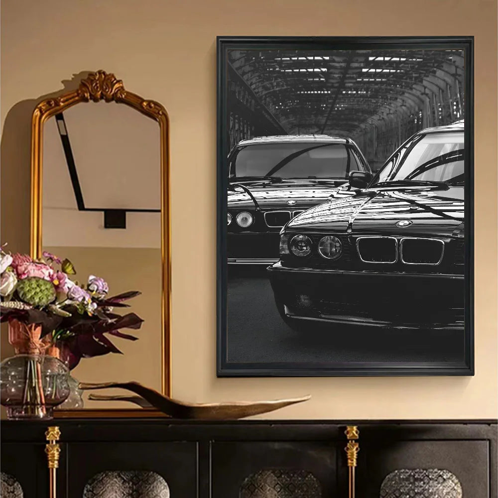 Affiche de voiture de luxe en noir et blanc, décoration murale moderne et tendance, affiche HD, décoration pour la maison, le bar, le café, peinture murale