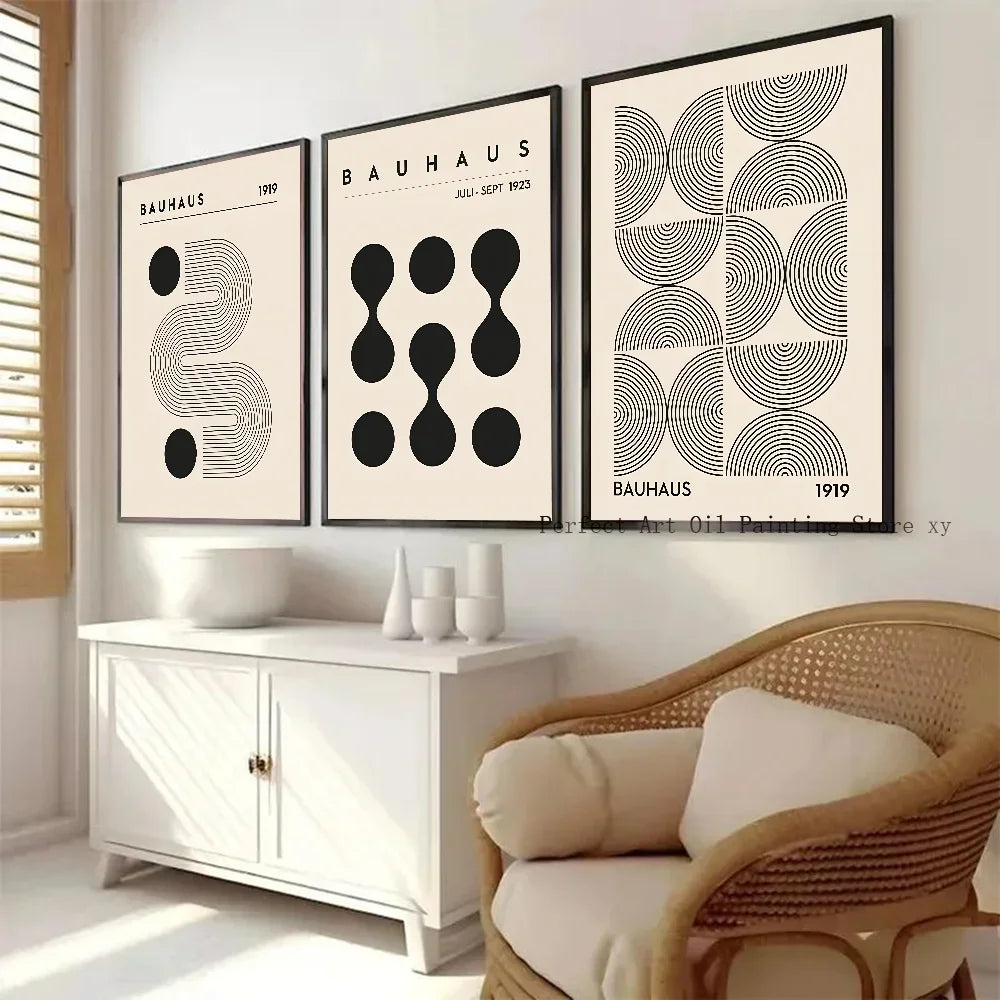 Affiche murale géométrique abstraite de style Bauhaus, impression sur papier, décoration pour la maison, la chambre, l'entrée, le bar ou le café