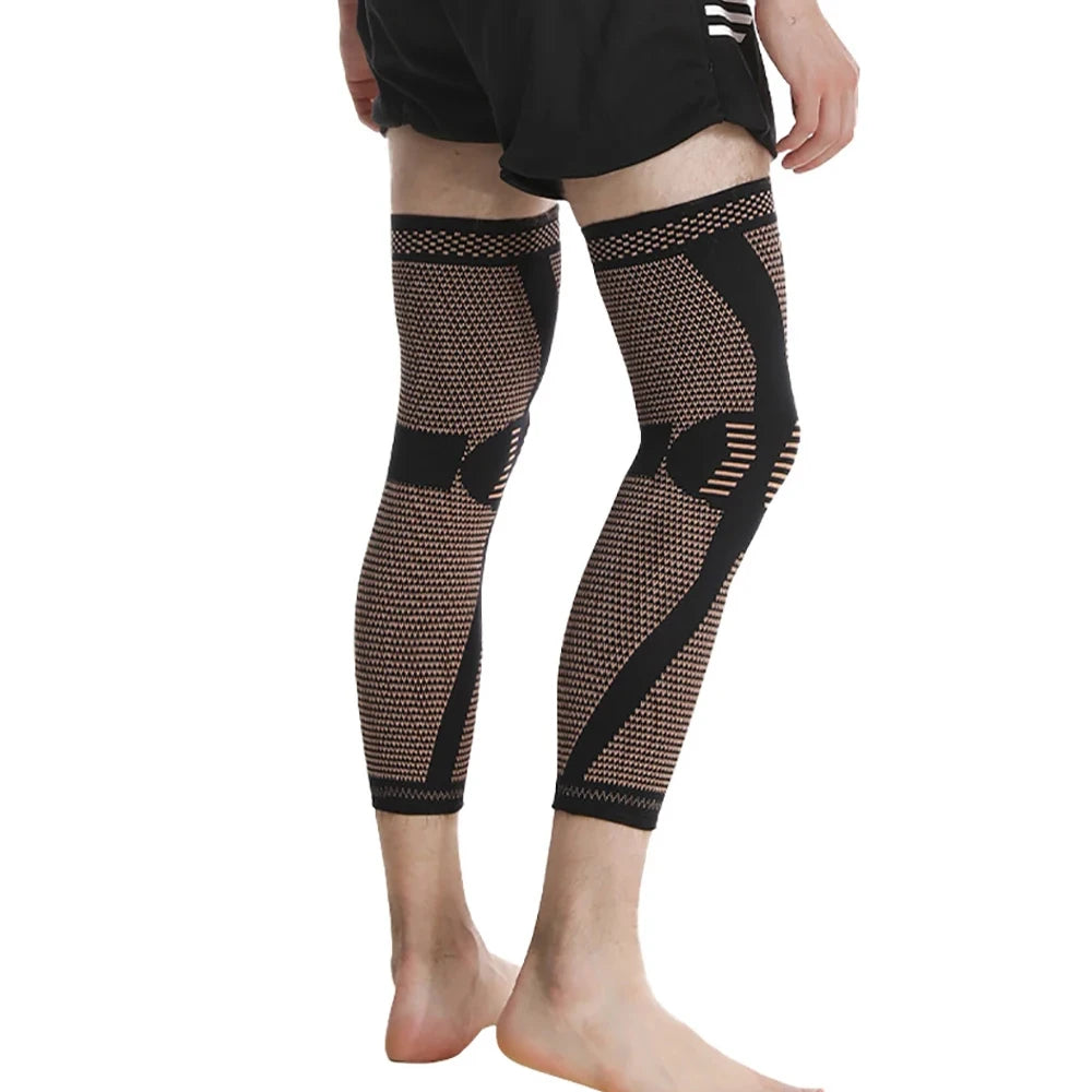 1/2Pcs Copper Full Leg Sleeves Long Compression, Knee Braces, Knee Compression Sleeves for Meniscus Tear, ACL, Arthritis, Sport