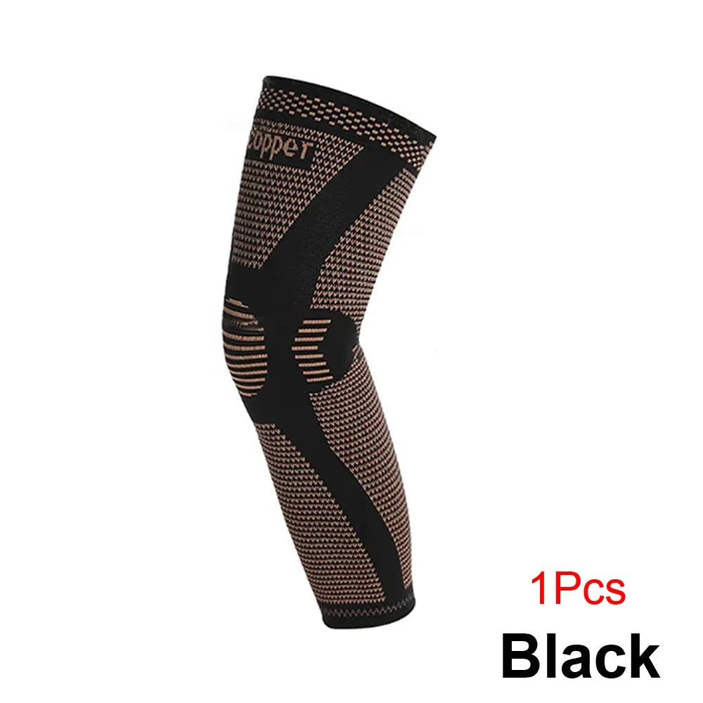 1/2Pcs Copper Full Leg Sleeves Long Compression, Knee Braces, Knee Compression Sleeves for Meniscus Tear, ACL, Arthritis, Sport