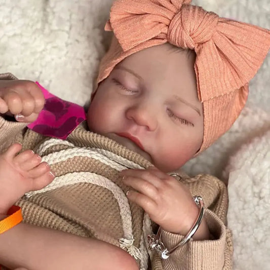 Poupée bébé Reborn Levi de 17 pouces, déjà peinte, finie, nouveau-né endormi, taille bébé, peau 3D, veines visibles, poupée d'art de collection