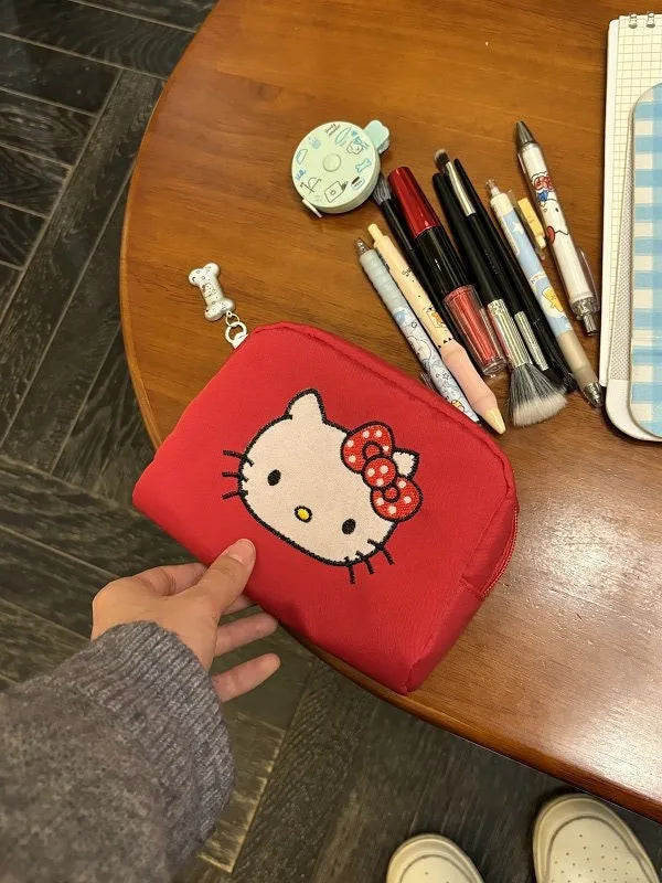 Cartoon HelloKitty Small Makeup Bag Cute Girl Portable Handheld Makeup Bag Makeup Storage Bag