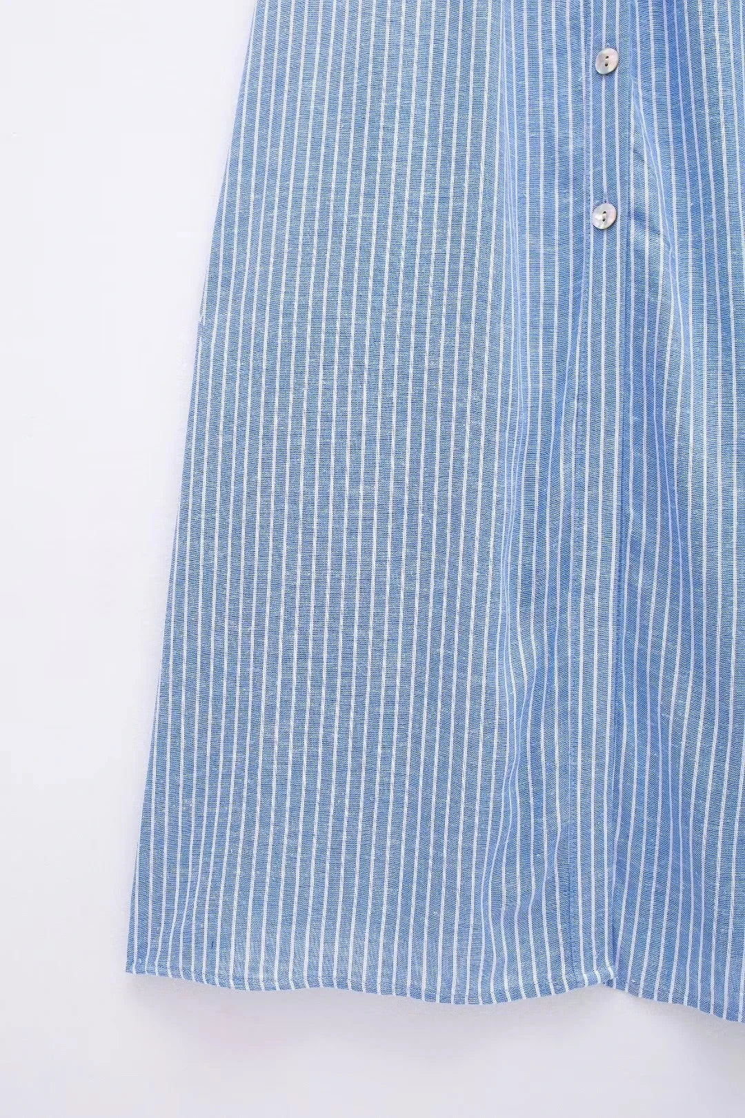TRAFZA 2024 Striped Shirt Dress Women Belt Pleated Midi Dresses for Women Turn Up Sleeve Beach Women Summer Long Dress Vestidos