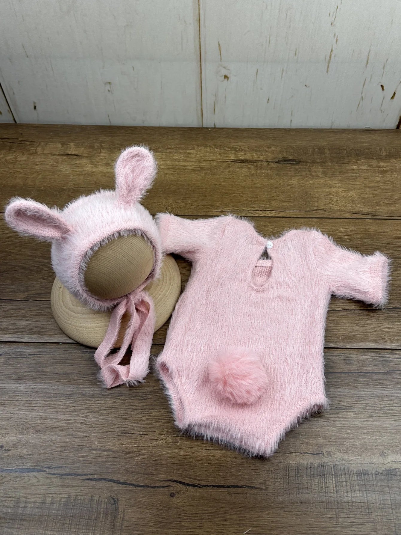 Newborn Day Photography Clothing Baby Cute Bunny Photography Clothing Set Baby Handmade Knitwear Growth Souvenir