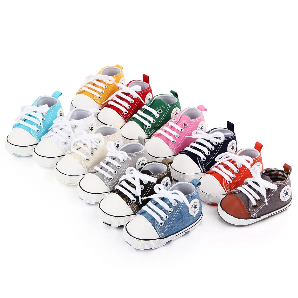 Chaussures bébé garçon fille, baskets classiques en toile décontractées, semelle souple, antidérapantes, pour nouveau-né, premier pas, D2486