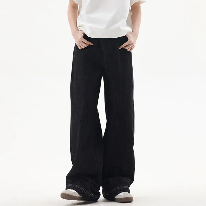 New Men Wide Leg Harajuku Fashion Jeans Male Daily Designer Casual Denim Pants Popular Baggy Aesthetic Streetwear Denim Trousers