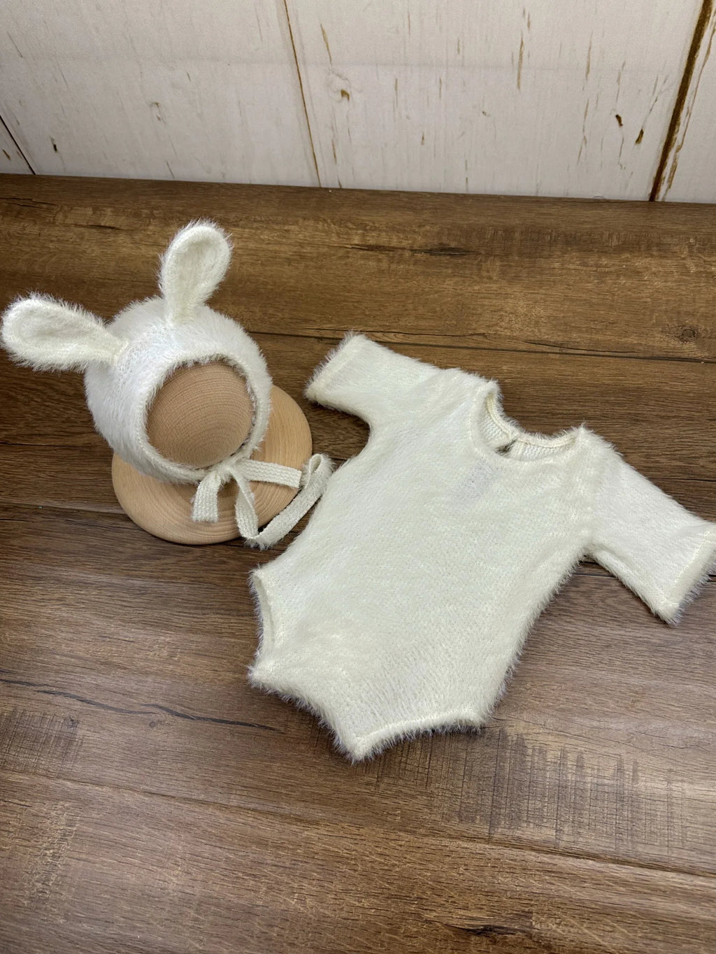 Newborn Day Photography Clothing Baby Cute Bunny Photography Clothing Set Baby Handmade Knitwear Growth Souvenir