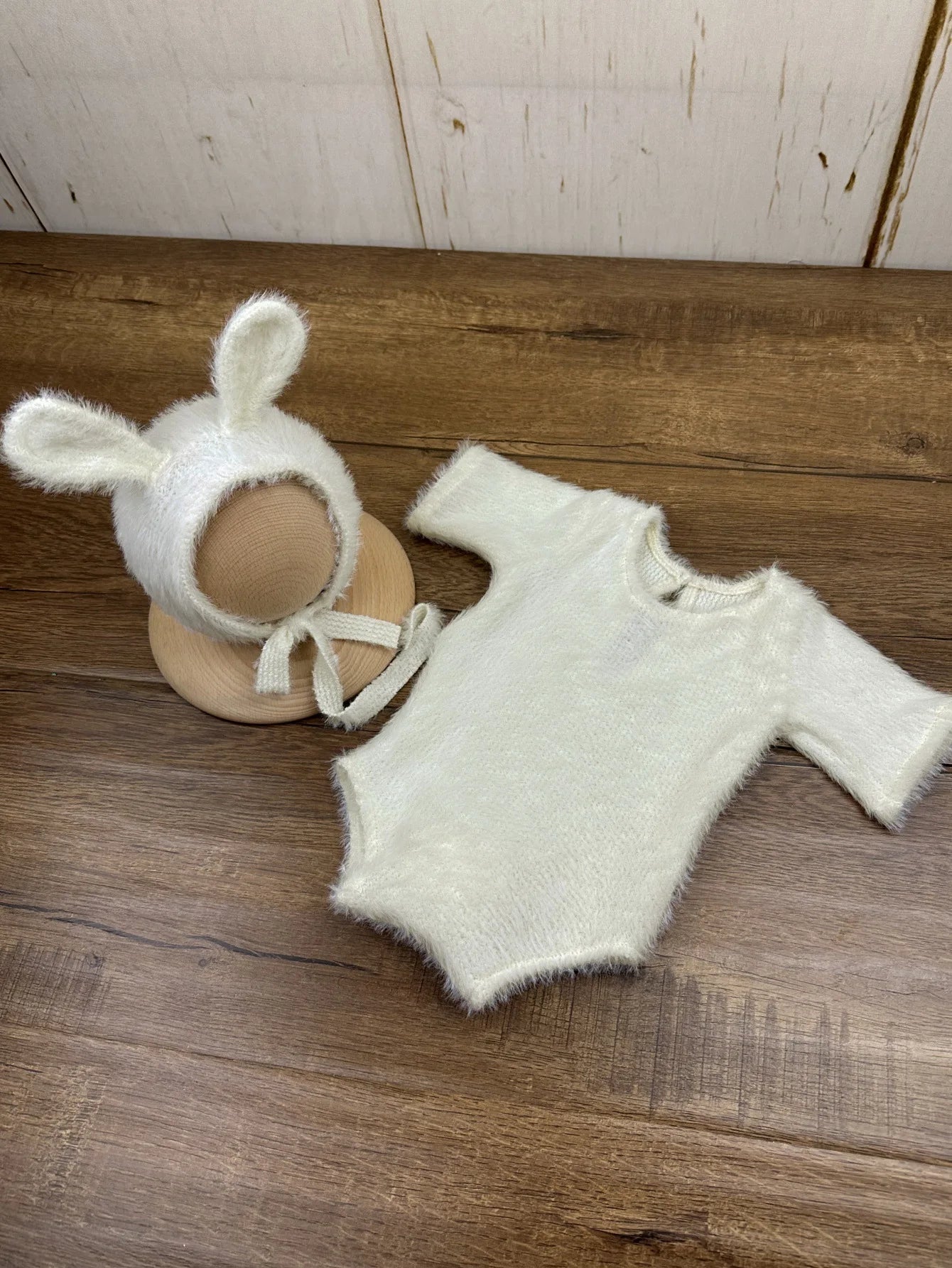 Newborn Day Photography Clothing Baby Cute Bunny Photography Clothing Set Baby Handmade Knitwear Growth Souvenir
