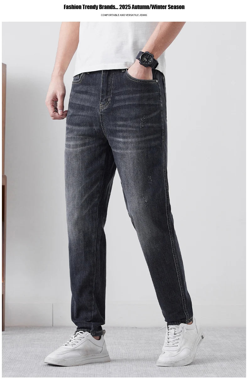 Men's Casual Jeans 2025 New Fashion Loose Tapered Pants Comfortable Personalized Vintage Male Clothes Denim Trousers