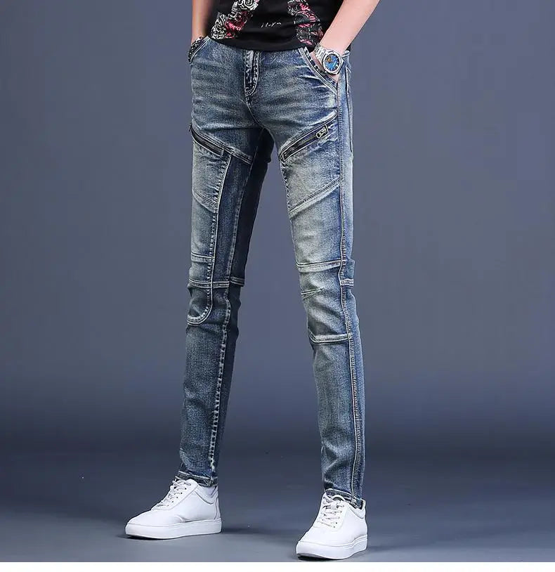 Streetwear Trending Slim Denim Jeans for Men Casual Spring Autumn Luxury Men's Clothing Slim Fit Jeans Men Washed Trousers Male