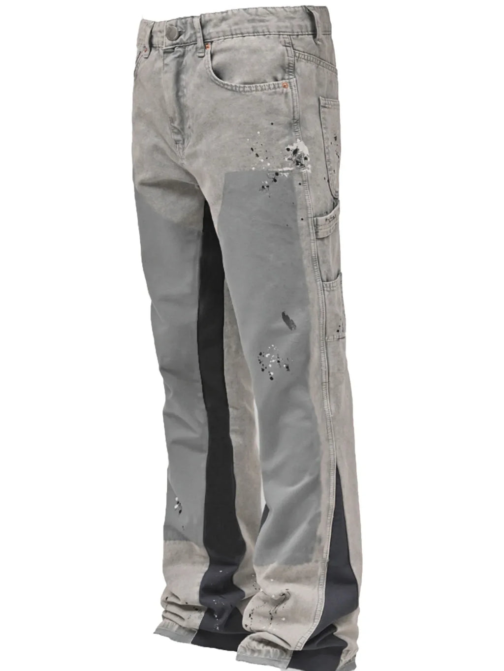 Pantalons de travail en jean pour hommes, vêtements de travail européens et américains, pantalons évasés en denim patchwork élastique superposé, tailles S à XXL