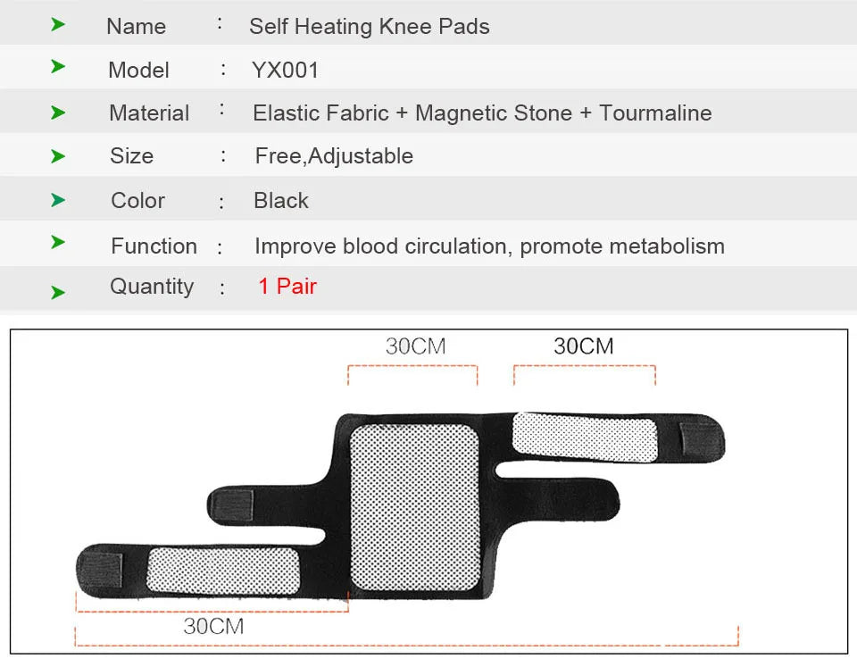 1 Pair Knee Brace Support Pads Adjustable Tourmaline self-heating magnetic therapy Knee Protective Belt Arthritis Knee Massager