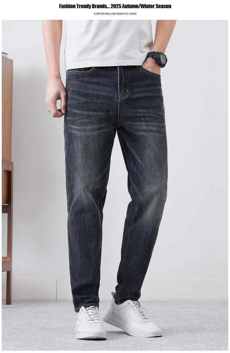 Men's Casual Jeans 2025 New Fashion Loose Tapered Pants Comfortable Personalized Vintage Male Clothes Denim Trousers