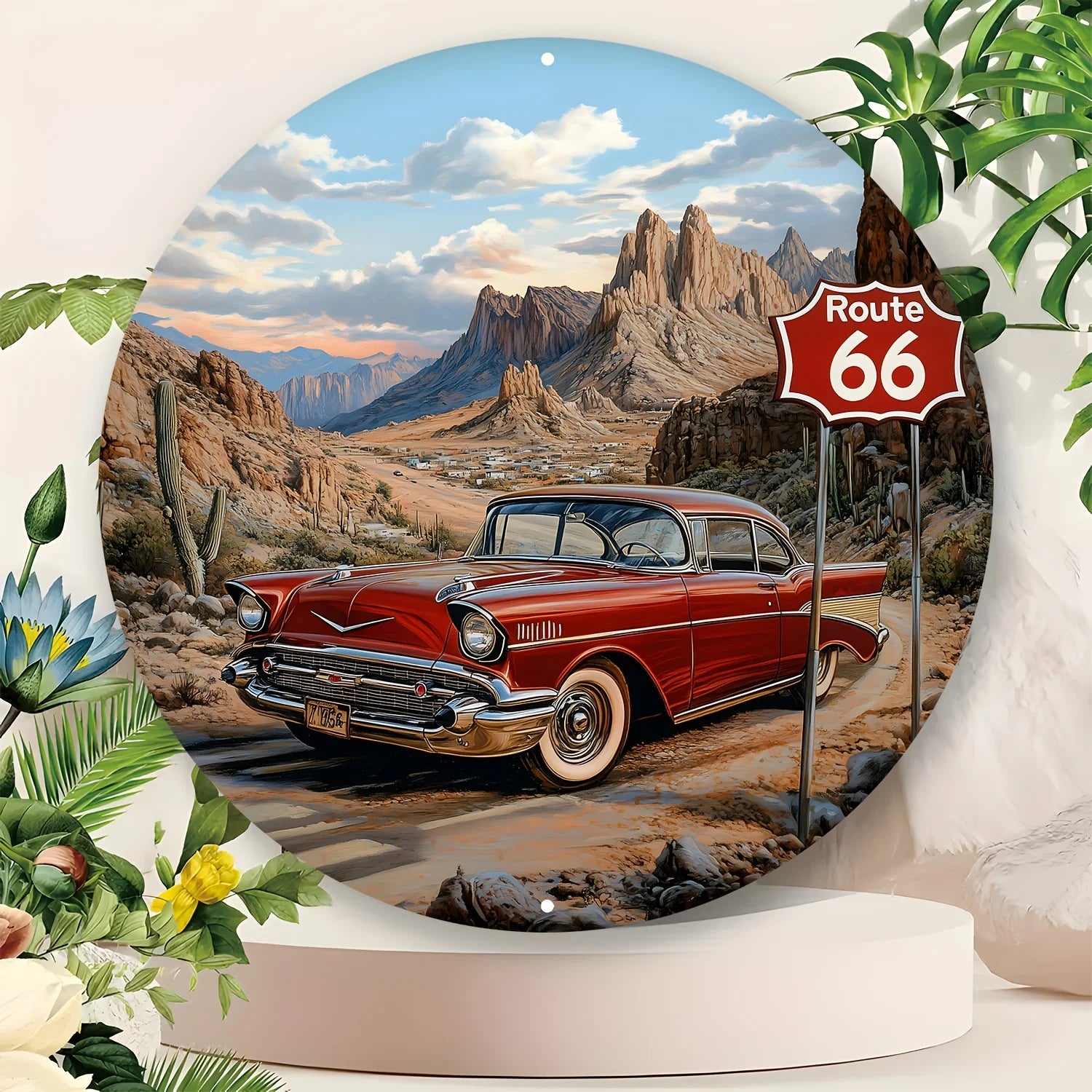 Décoration murale en aluminium vintage Route 66, pour maison, bureau, garage, bar et café – Décoration murale en métal