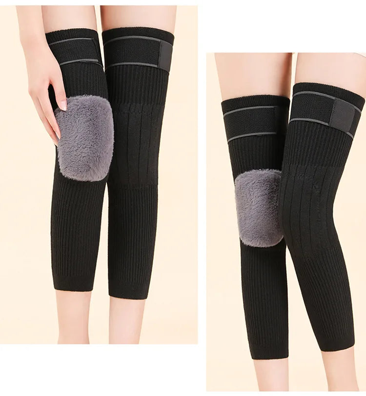 1 Pair Thermal Cashmere Knee Leg Warmers Stretchy Knee Brace Winter Warm Leg Sleeves Kneepads Muscle Joint Care Knee Support Pad