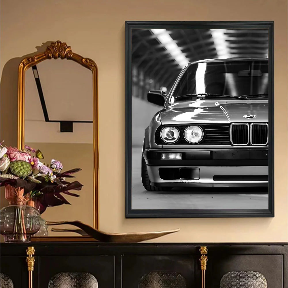 Affiche de voiture de luxe en noir et blanc, décoration murale moderne et tendance, affiche HD, décoration pour la maison, le bar, le café, peinture murale