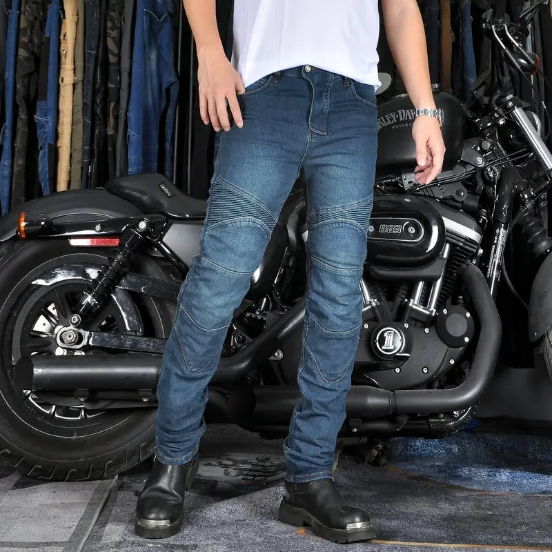 Men's Motorcycle Riding Jeans Pants, Anti-Skid Abrasion Resistant All-Weather Classic Fit Race-Ready Biker Gear