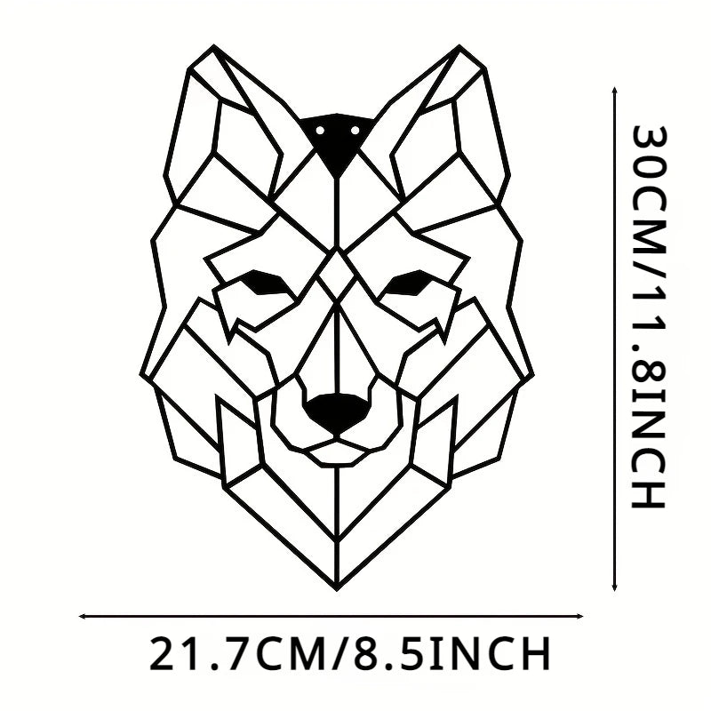Wolf Head Wall Art Ornamental, Metal Living Room Office Geometric Iron Craft Gift Gift Black Iron Silhouette Hanging Wall Art