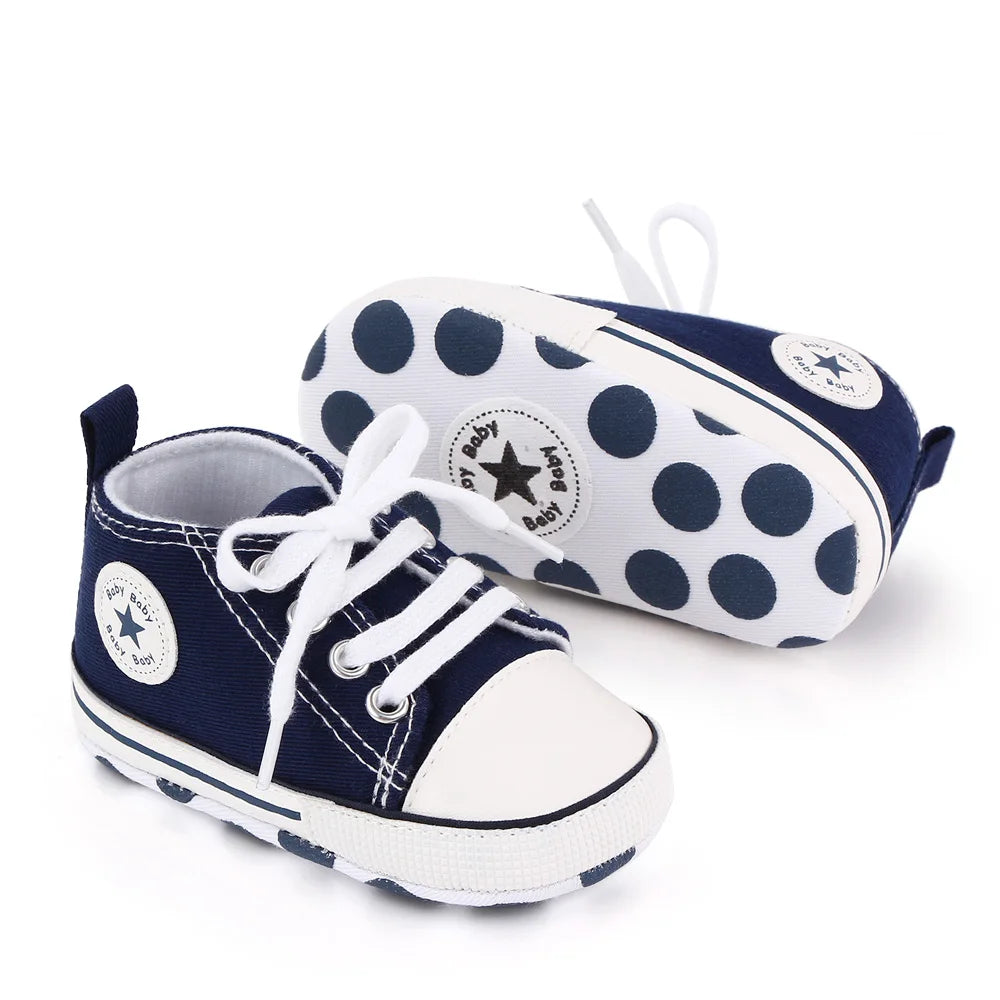 Chaussures bébé garçon fille, baskets classiques en toile décontractées, semelle souple, antidérapantes, pour nouveau-né, premier pas, D2486