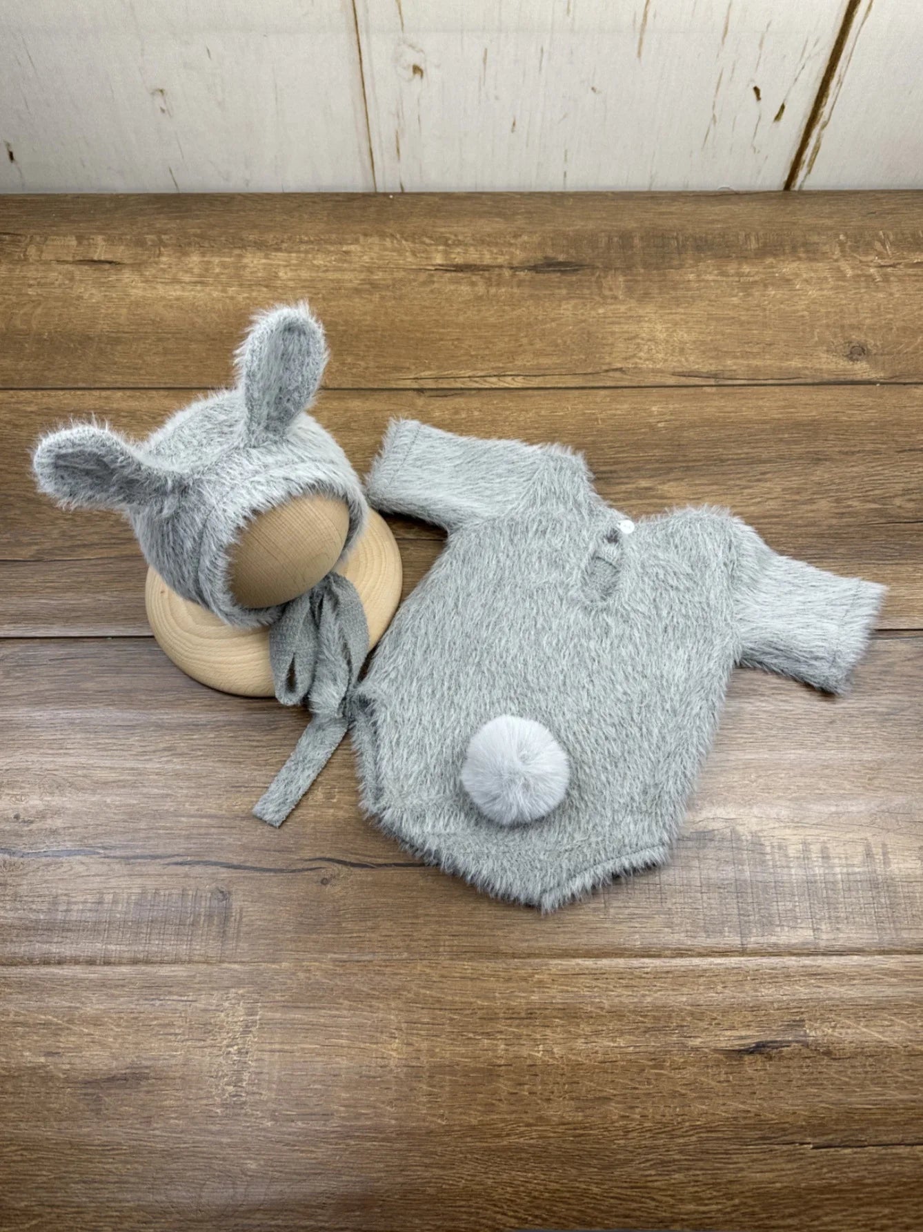 Newborn Day Photography Clothing Baby Cute Bunny Photography Clothing Set Baby Handmade Knitwear Growth Souvenir
