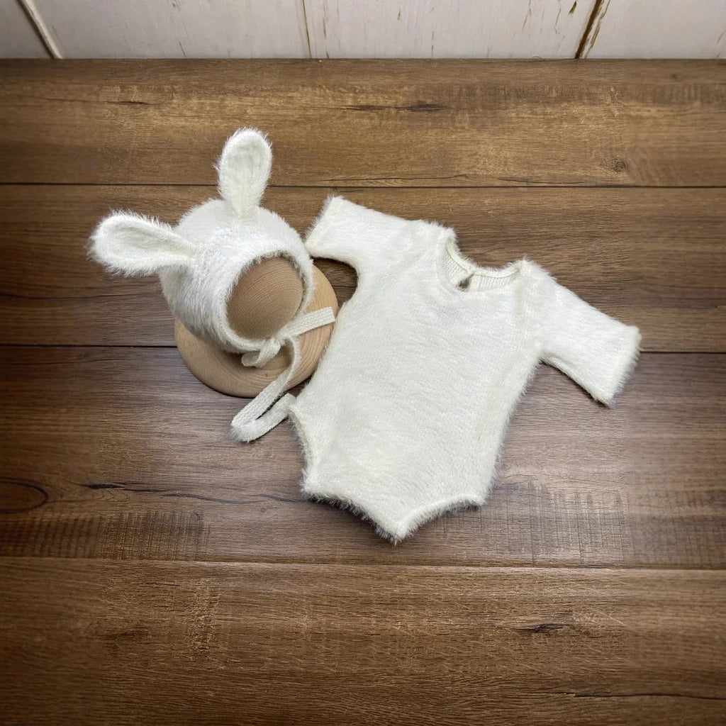 Newborn Day Photography Clothing Baby Cute Bunny Photography Clothing Set Baby Handmade Knitwear Growth Souvenir