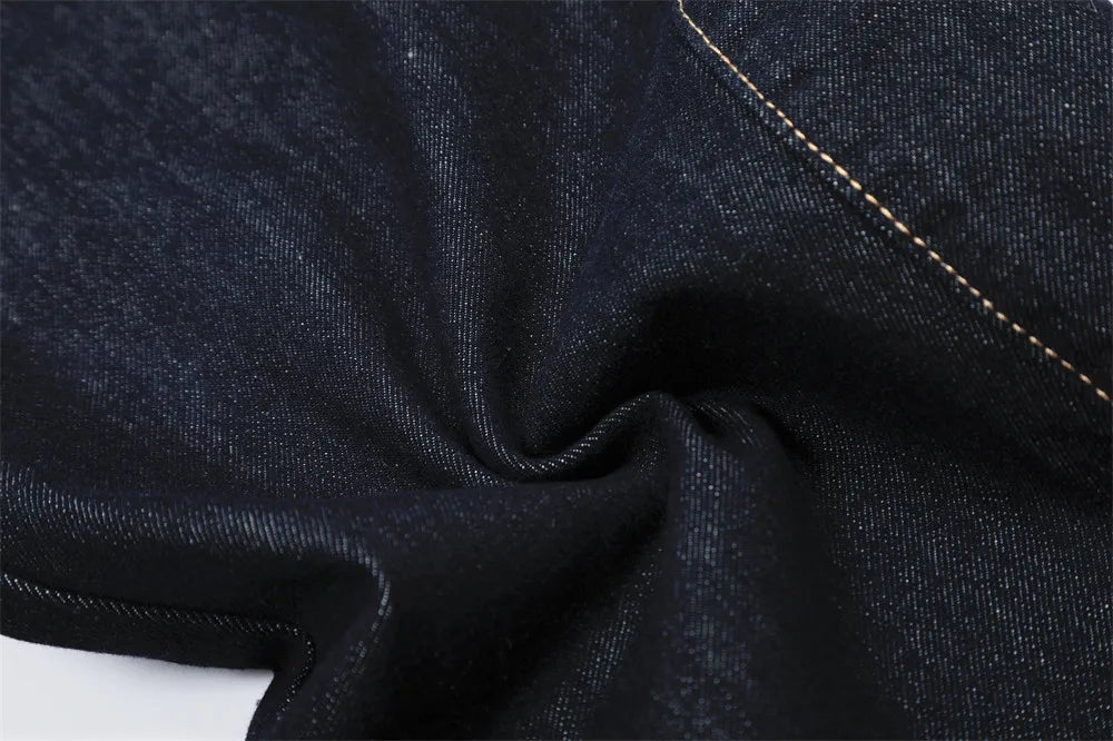 Washed Dark Jeans Men Top Stitch Retro High Street Loose Wide leg Scimitar Denim Pants Men Trousers