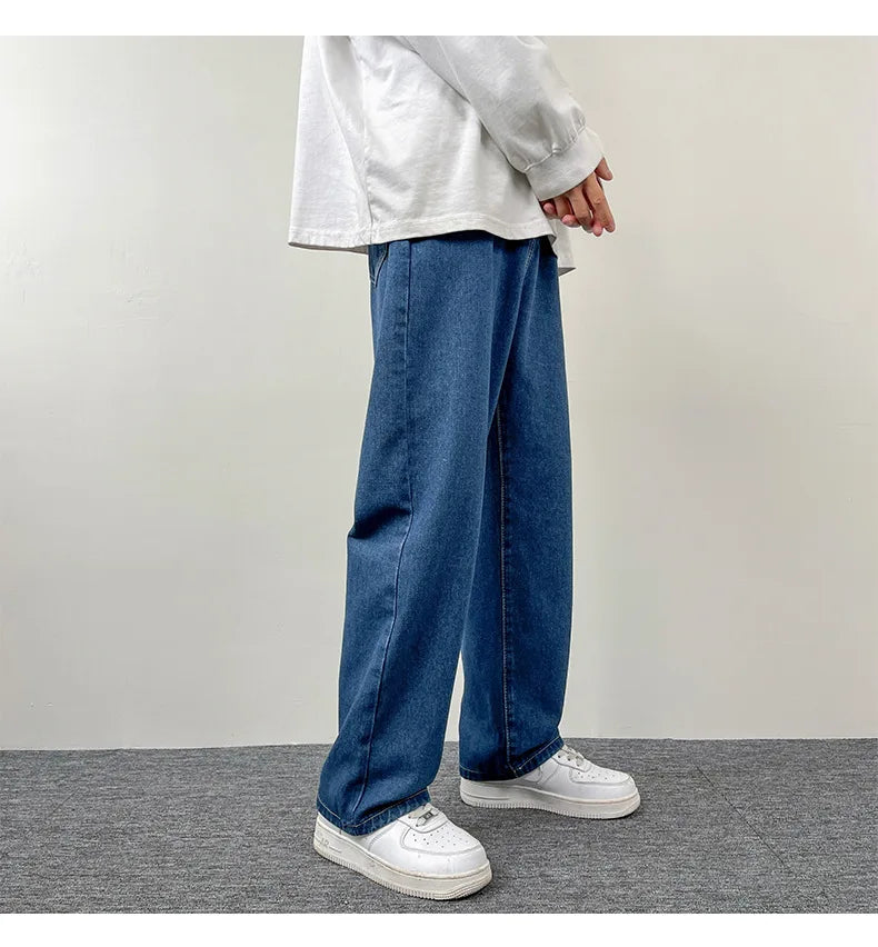 2025 New Men's Casual Jeans | Korean Euro US Style | Straight & Wide Leg Denim Pants | Solid Color Trendy Design