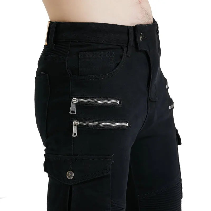 Motorcycle Riding Jeans Pants Men's Workwear Multi-Pocket Motocross Pants Outdoor Fall Protection Moto Trousers CE Protective