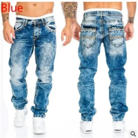 Jeans tendance pour hommes, coupe droite et décontractée, style hip-hop, avec coutures apparentes, tailles S à 5XL, collection européenne et américaine 2024.
