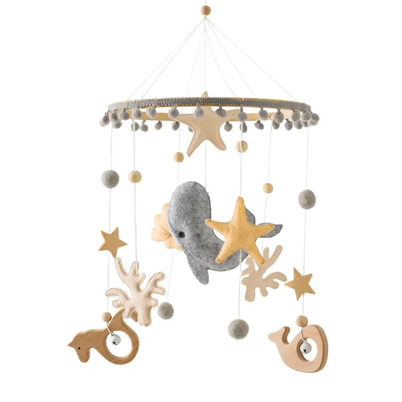 Baby Wooden Bedbell Bracket 0-12 Months Bed Bell Bracket Wooden Mobile Newborn Crochet Bed Bell Hanging Toys Newbaby Rattle Toys