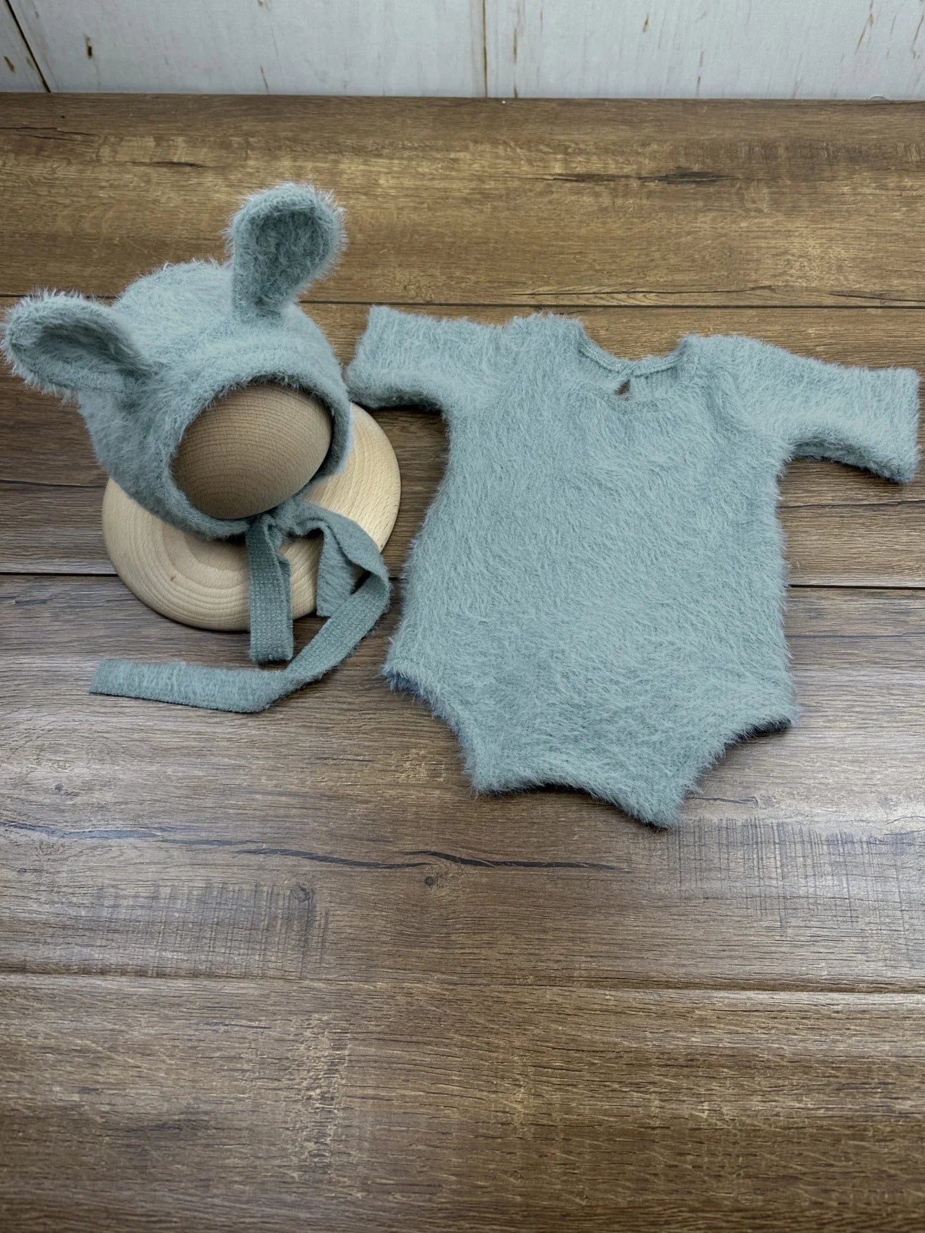 Newborn Day Photography Clothing Baby Cute Bunny Photography Clothing Set Baby Handmade Knitwear Growth Souvenir