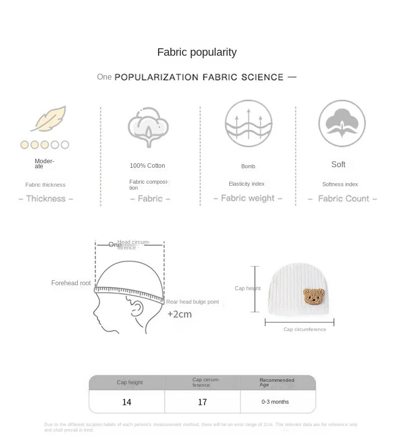 Newborn Baby Hat Spring and Autumn Models 0-3 Months Boy Girls 100% Cotton Fetal Hat Infant Accessories