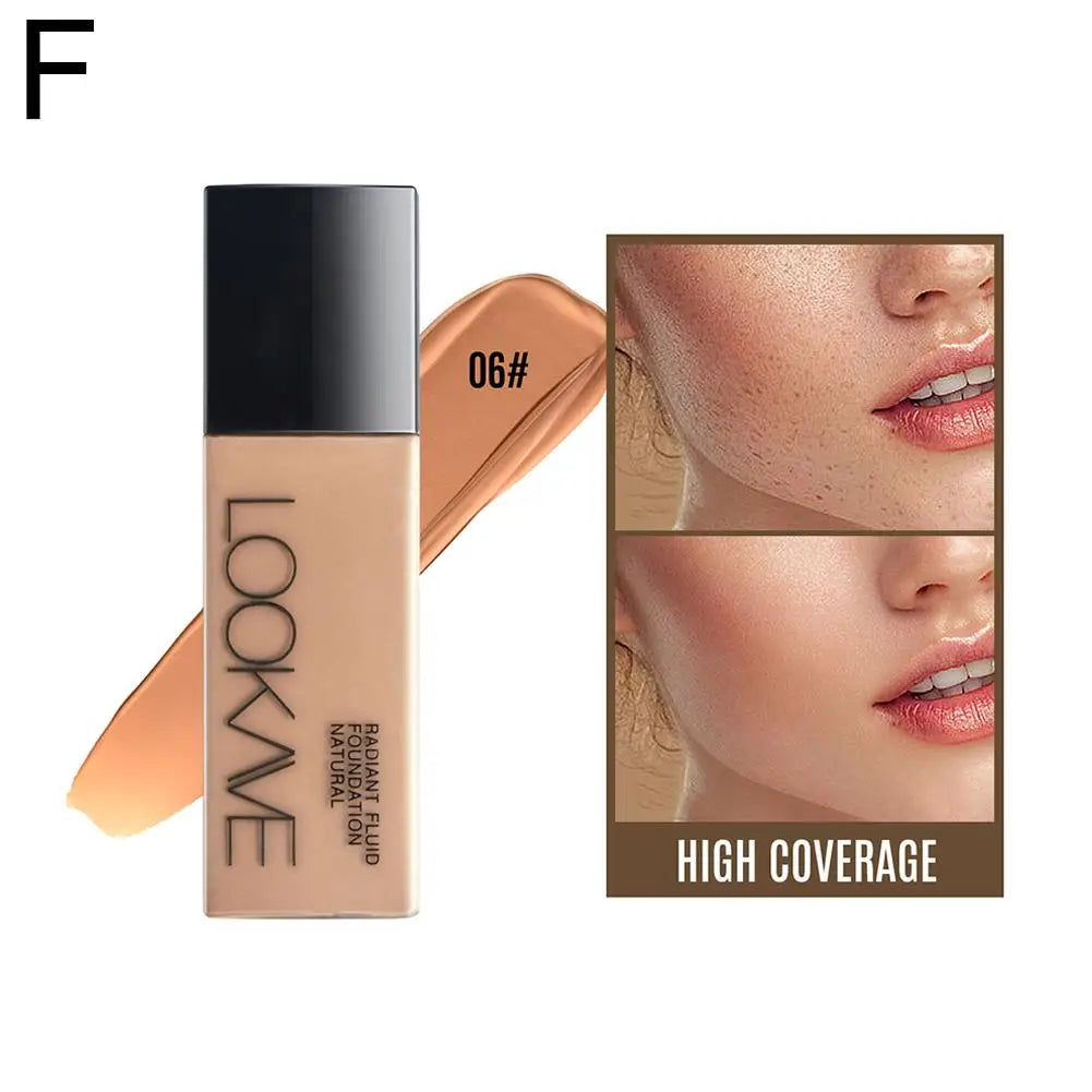 Professional Makeup Kit Natural Matte Long-Lasting Liquid Foundation+Flat Top Brush &Sponge Full Coverage 24H Lightweight Makeup