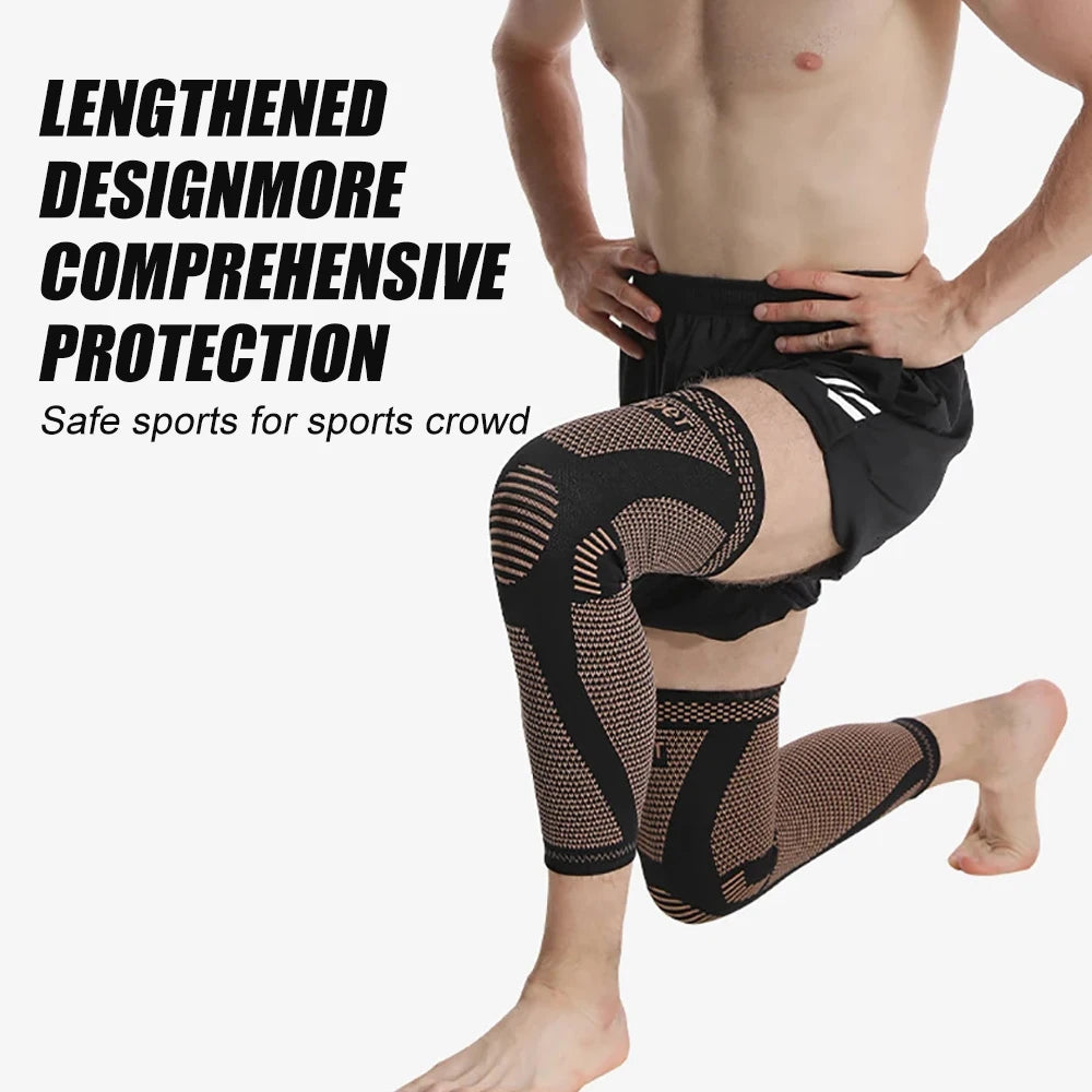 1/2Pcs Copper Full Leg Sleeves Long Compression, Knee Braces, Knee Compression Sleeves for Meniscus Tear, ACL, Arthritis, Sport