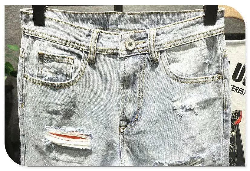 Ripped Jeans for Men 2022 Vintage Clothes Patch Hole Beggar Pants Jean Baggy Light Color 90s Streetwear Vintage Trousers