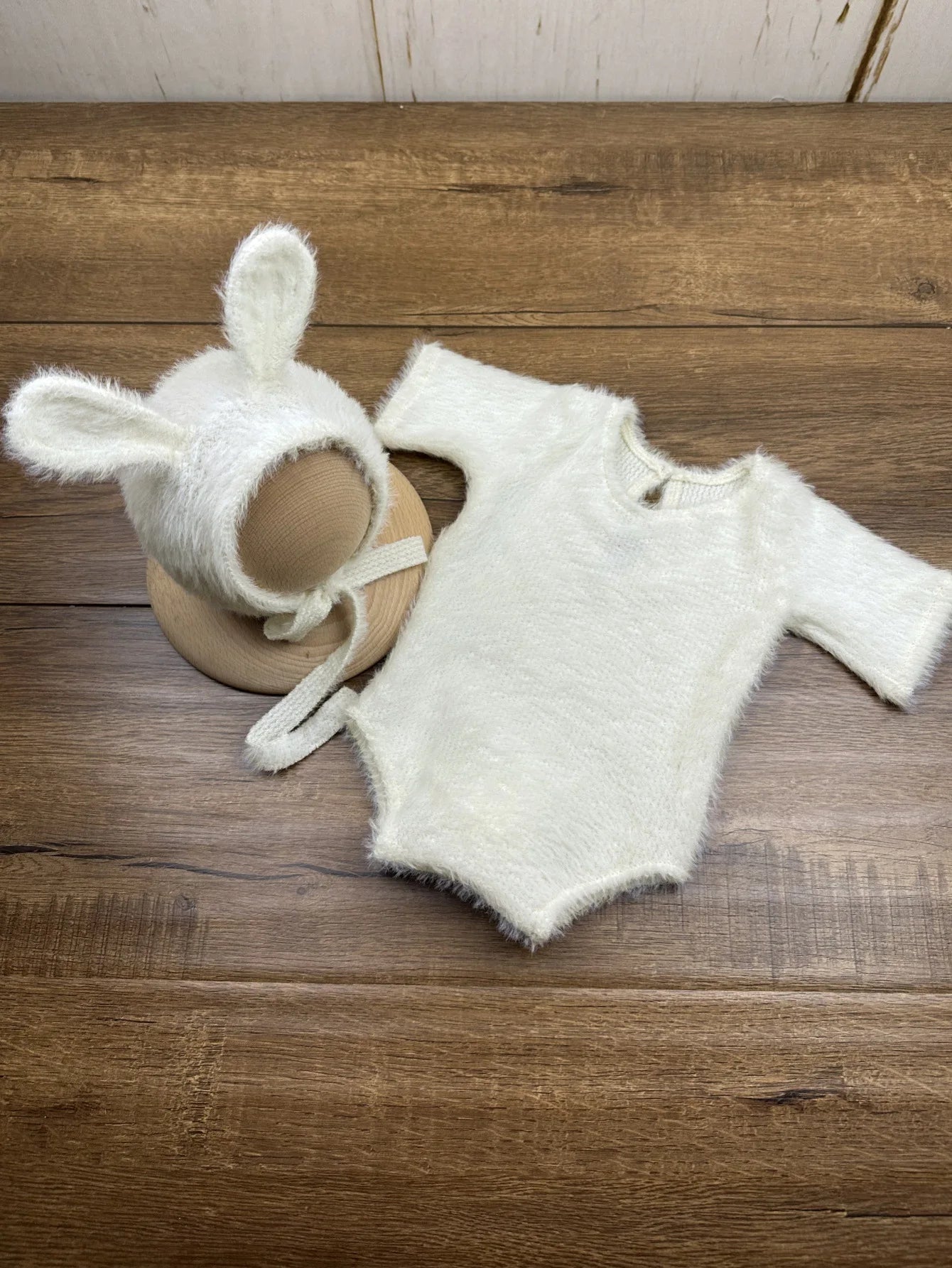 Newborn Day Photography Clothing Baby Cute Bunny Photography Clothing Set Baby Handmade Knitwear Growth Souvenir