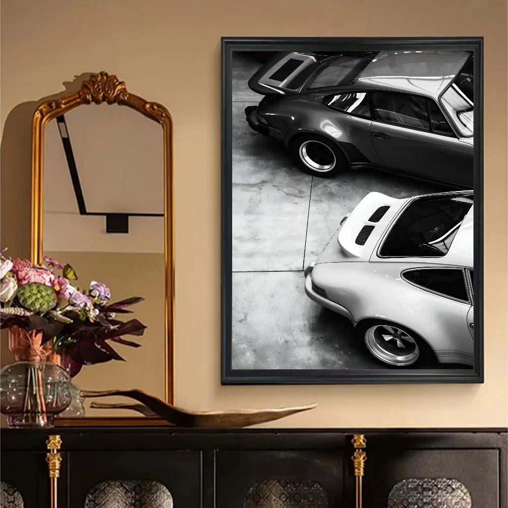 Affiche de voiture de luxe en noir et blanc, décoration murale moderne et tendance, affiche HD, décoration pour la maison, le bar, le café, peinture murale