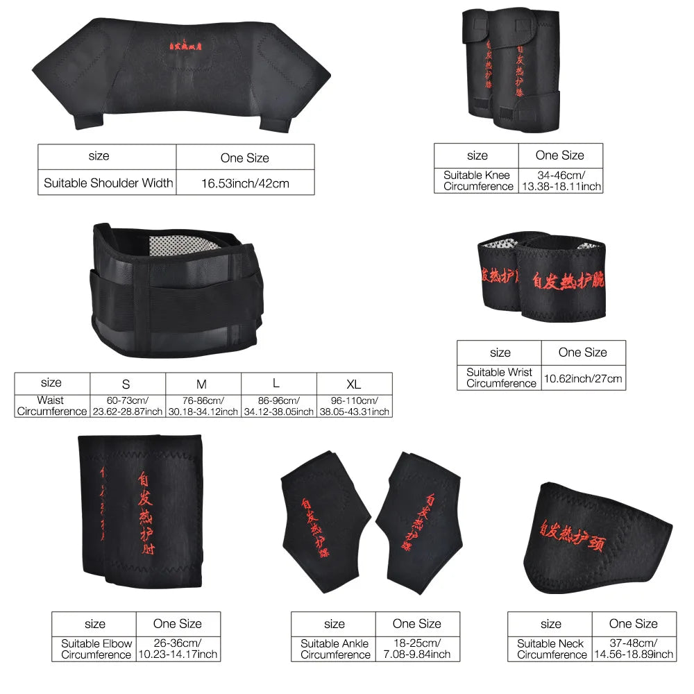 13pcs/set Self-heating Tourmaline Belt Magnetic Therapy Neck Shoulder Posture Correcter Knee Support Brace Massager Products