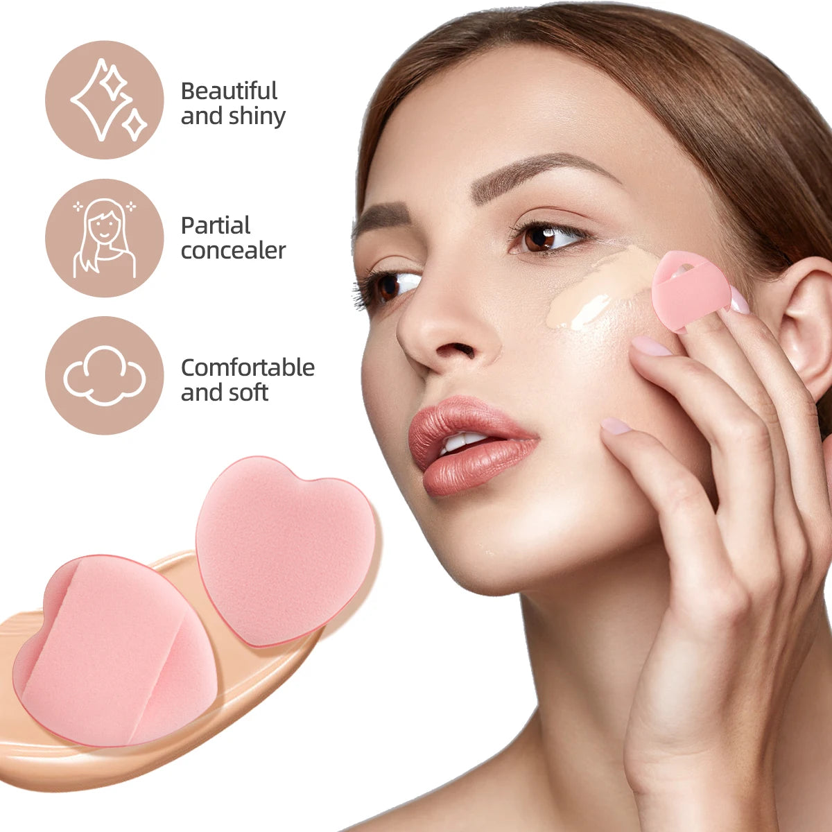19pcs Makeup Puff and Sponge Set Makeup Tool Set Makeup Sponge Triangle Puff Finger Puff  Headband Wristband Makeup remover Puff