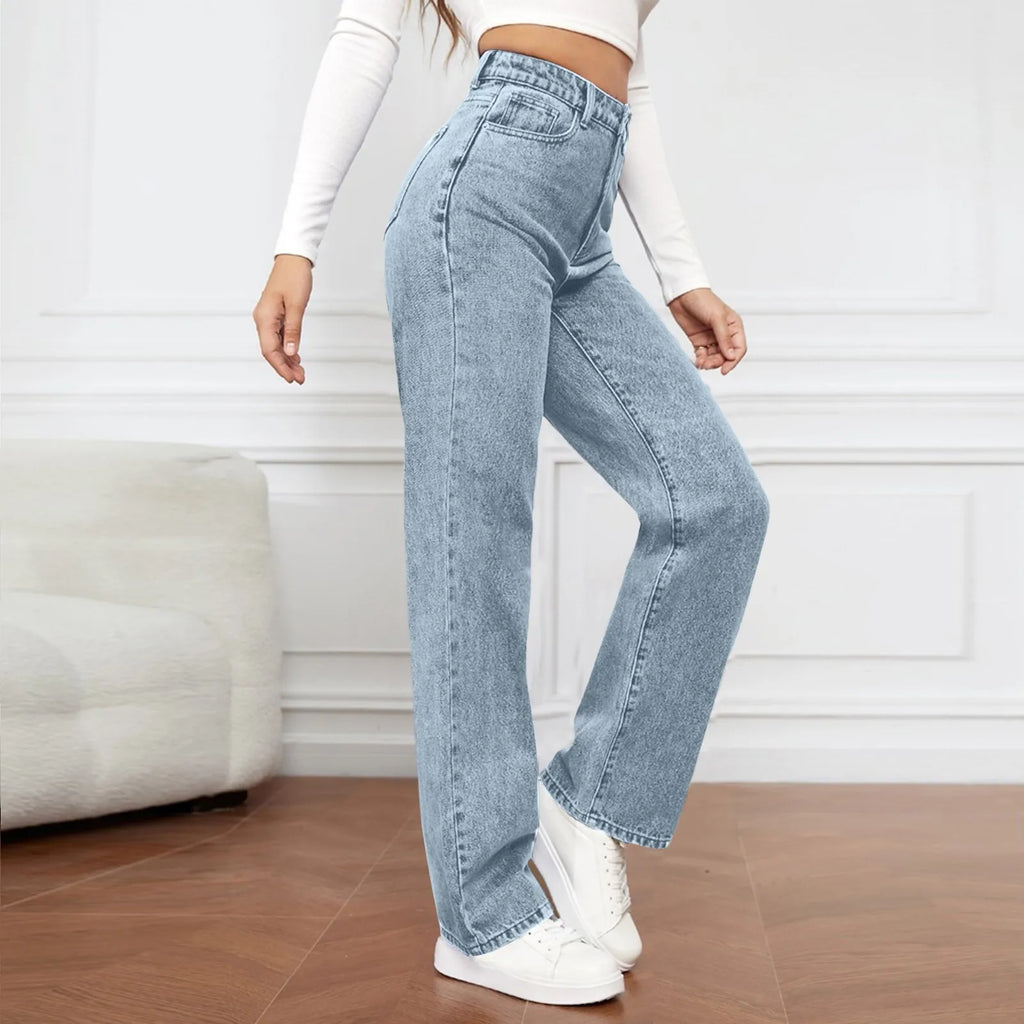 Women's High Waist Washed Women's Jeans Fashionable Versatile Straight Leg Pants Jeans Women Jean Pants Women Jeans Women 2025